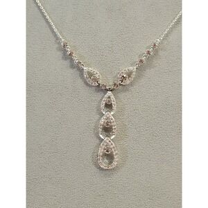 Name Brand Women's Fashion Statement Silver Rhinestone Necklace Jewelry Sparkle